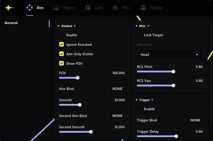 Ancient Apex Legends AIM menu
