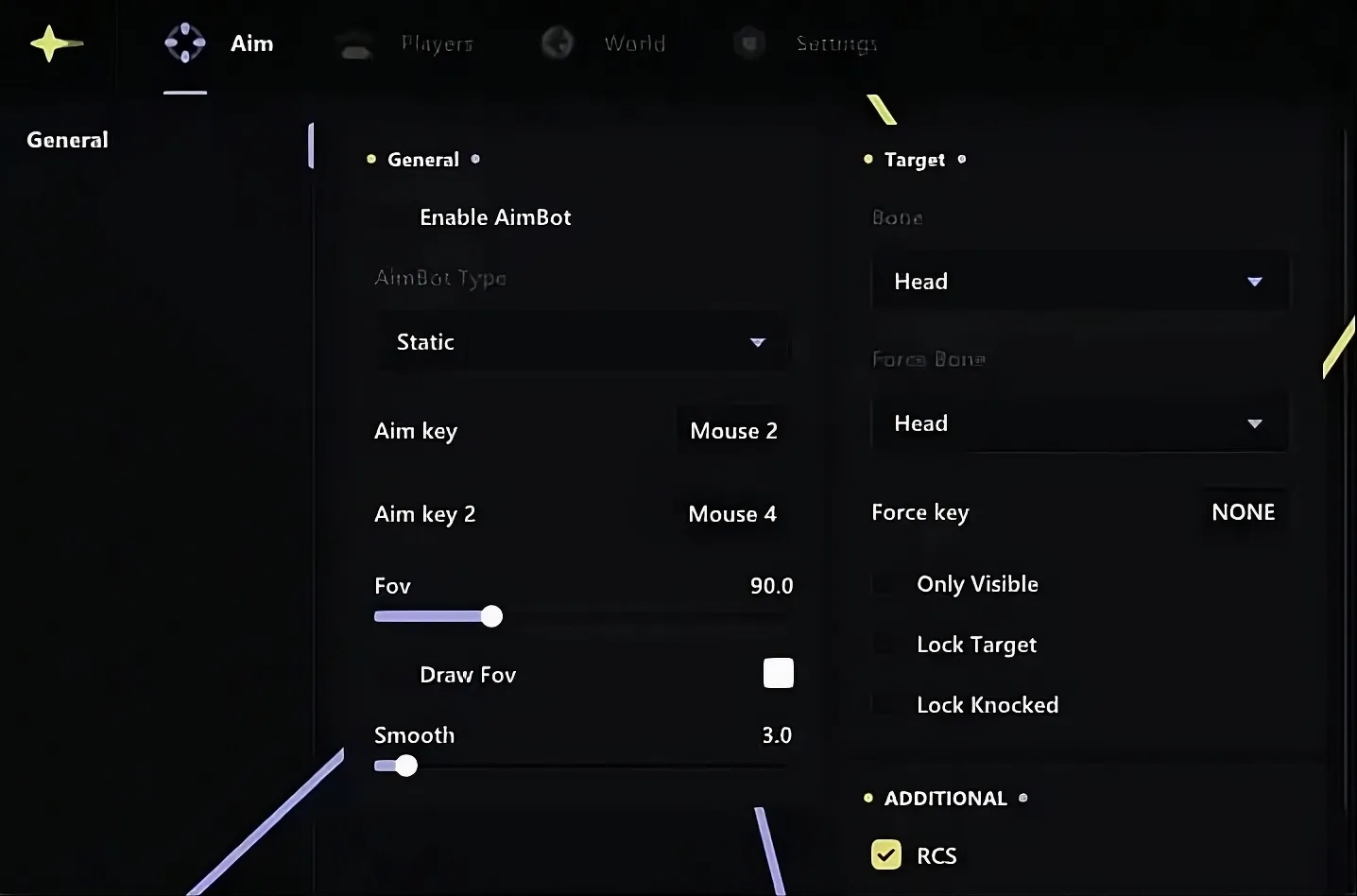 Ancient PUBG External AIM menu