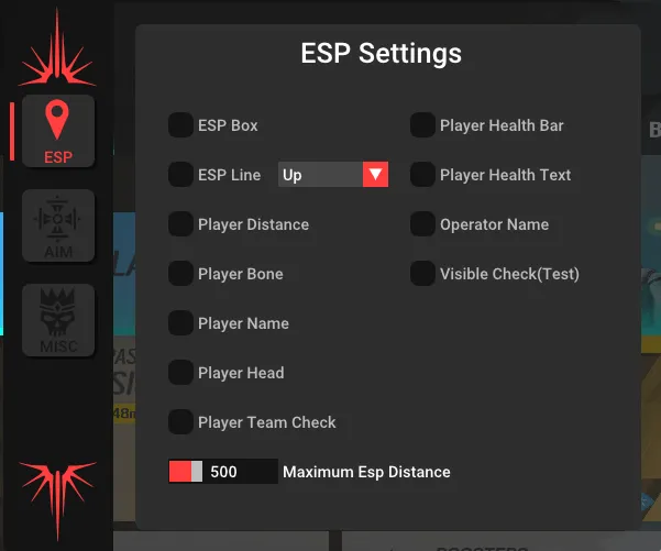 Crusader R6X Internal ESP menu