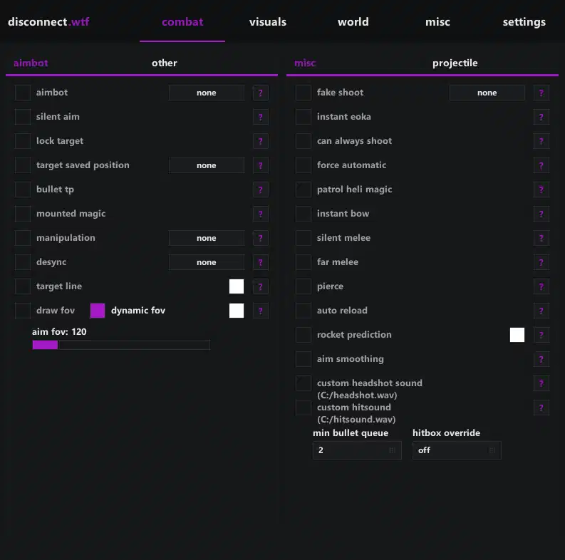 Disconnect Rust Internal AIM menu