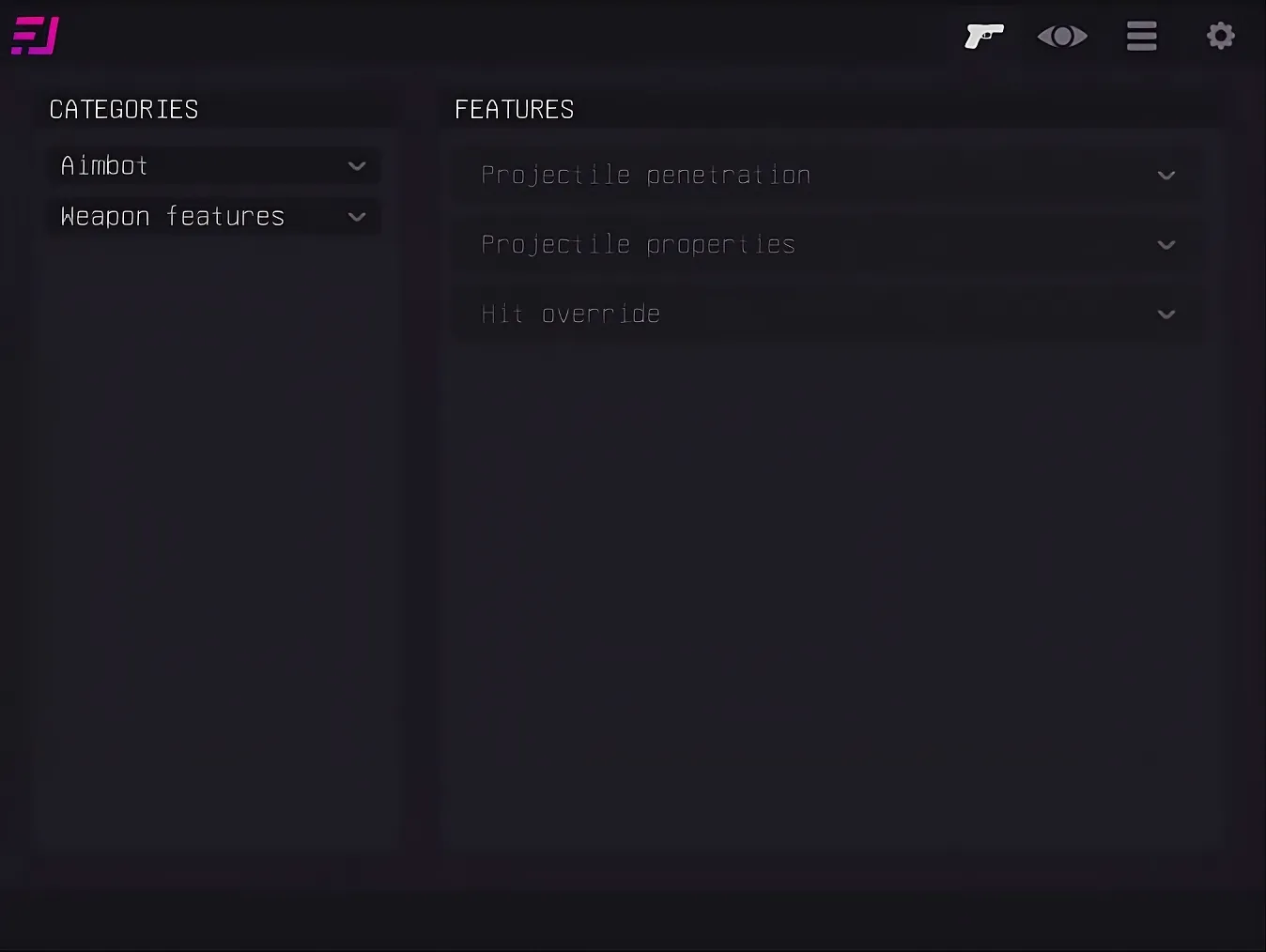 Fluent Rust AIM menu