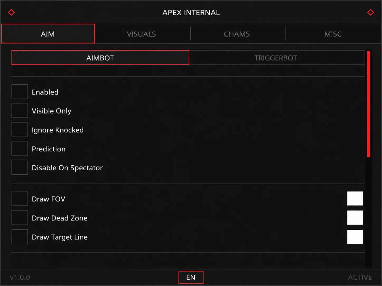 Unnamed Apex Legends Internal AIM menu