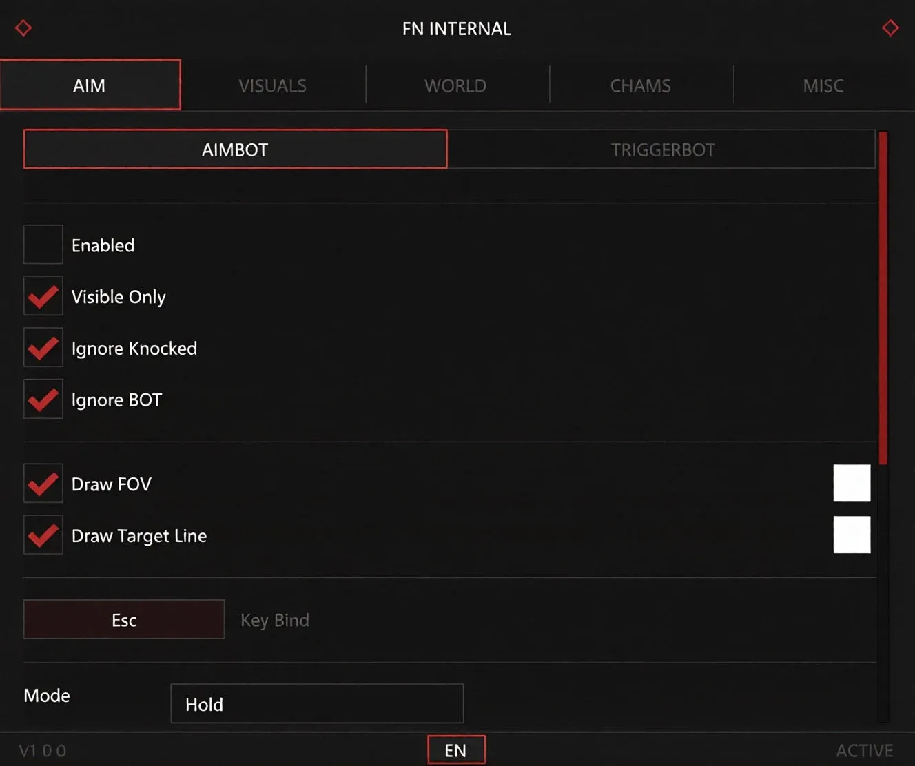 Unnamed Fortnite Internal AIM menu