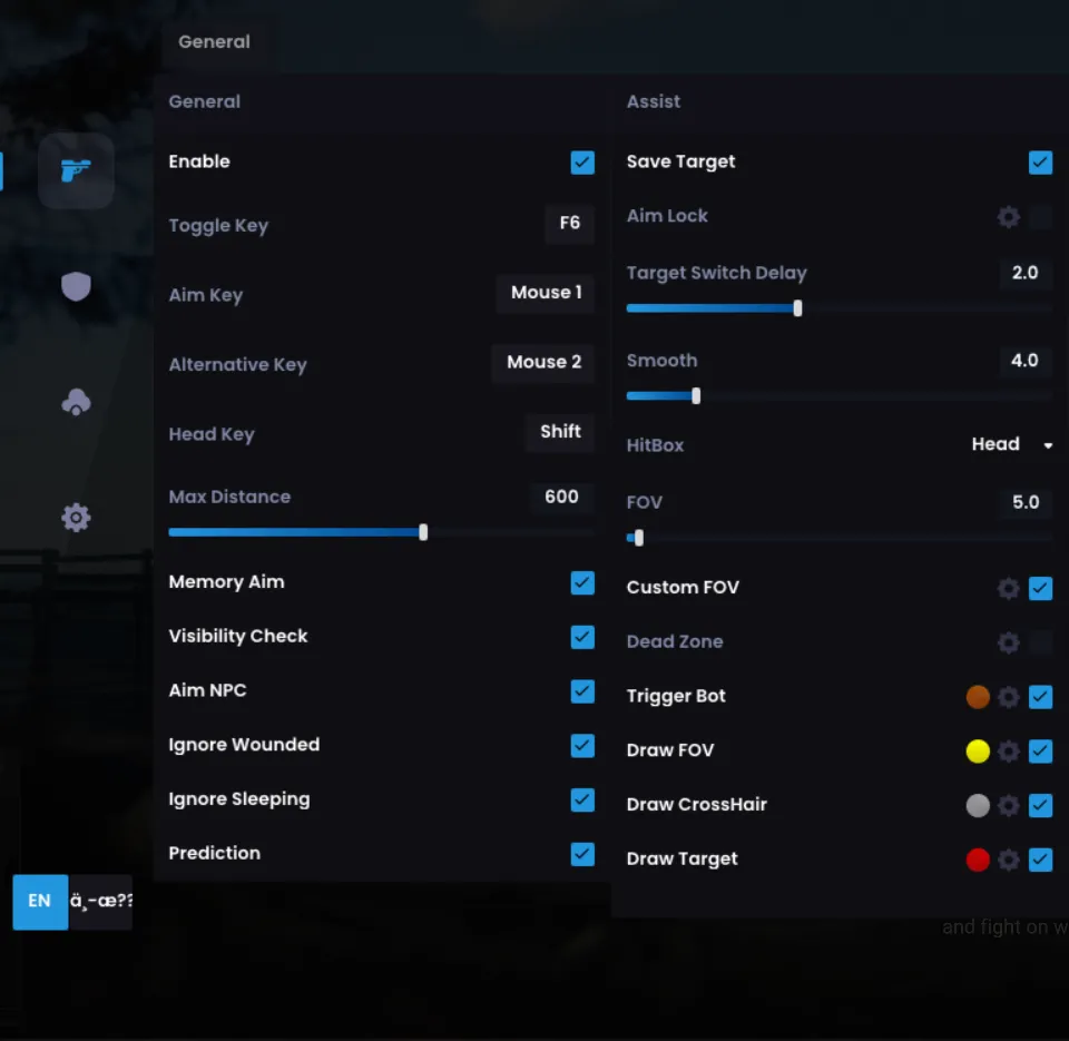 Venom Rust External AIM menu