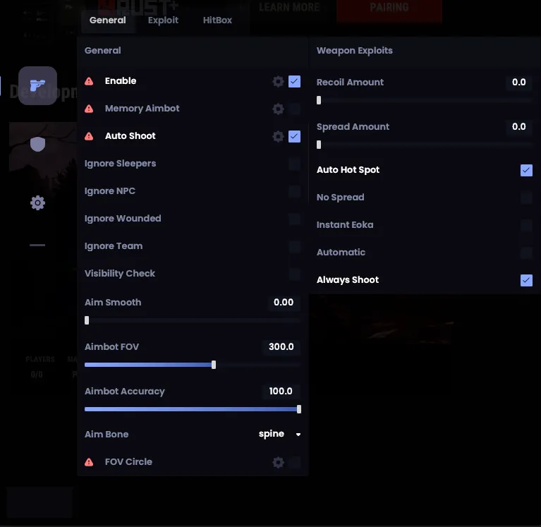 Venom Rust Internal AIM menu