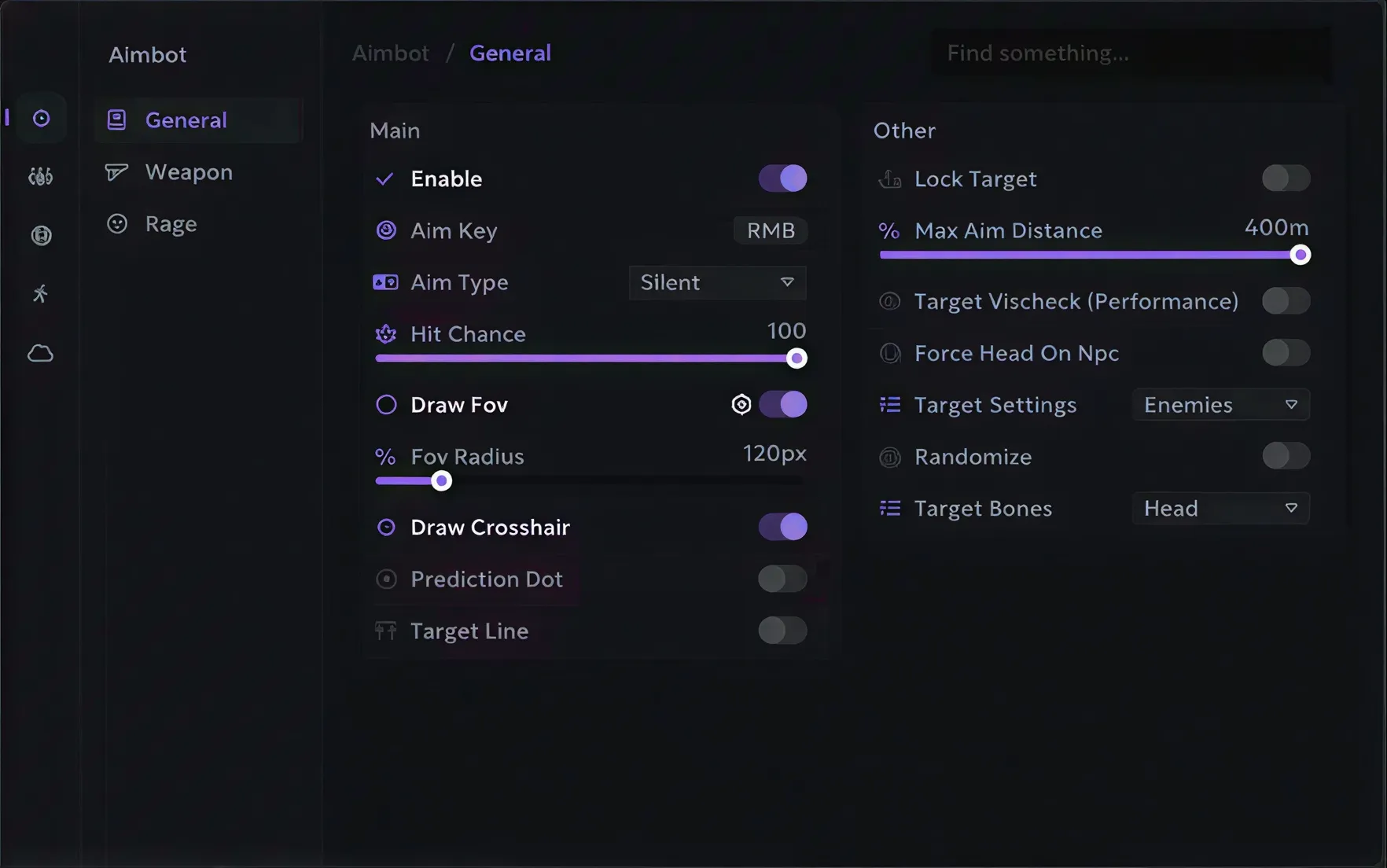 Ancient Rust AIM menu