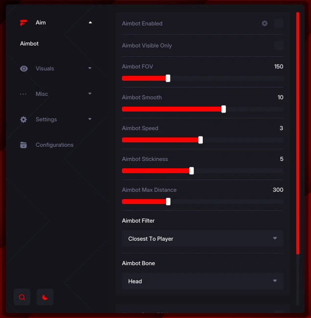Unnamed Valorant AIM menu